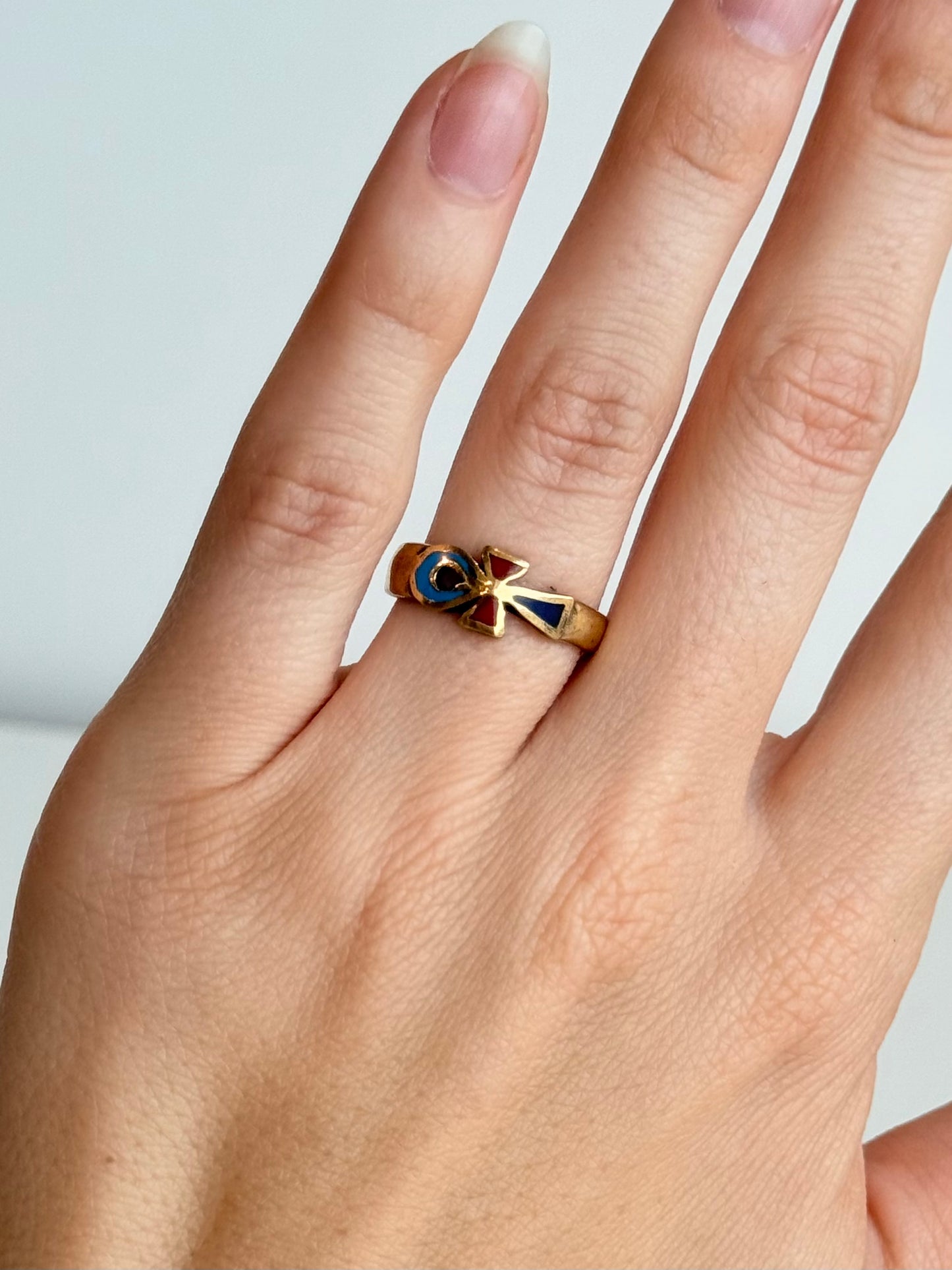 Color Ankh Adjustable Brass Ring – Best Fits Size 6 and Can Be Adjusted Larger