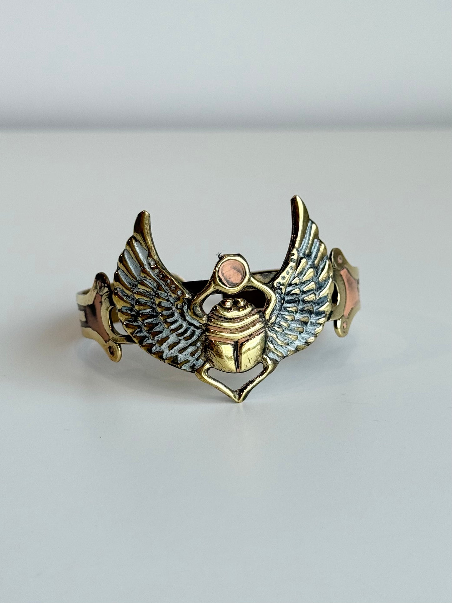 Winged Scarab Bracelet – Pastel Color | Brass