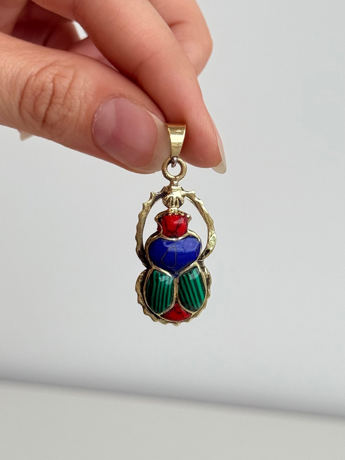 Multicolor Scarab Pendant – Brass