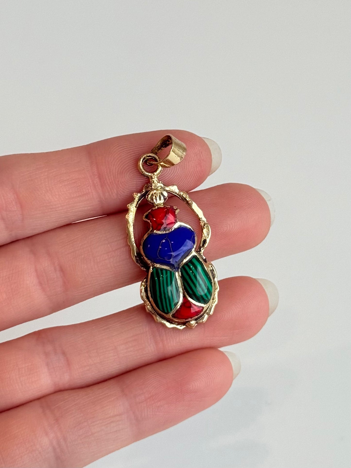 Multicolor Scarab Pendant – Brass