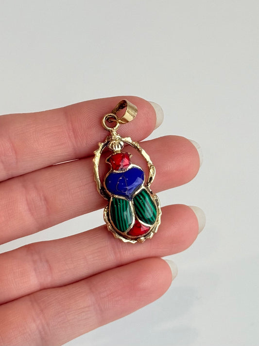 Multicolor Scarab Pendant – Brass