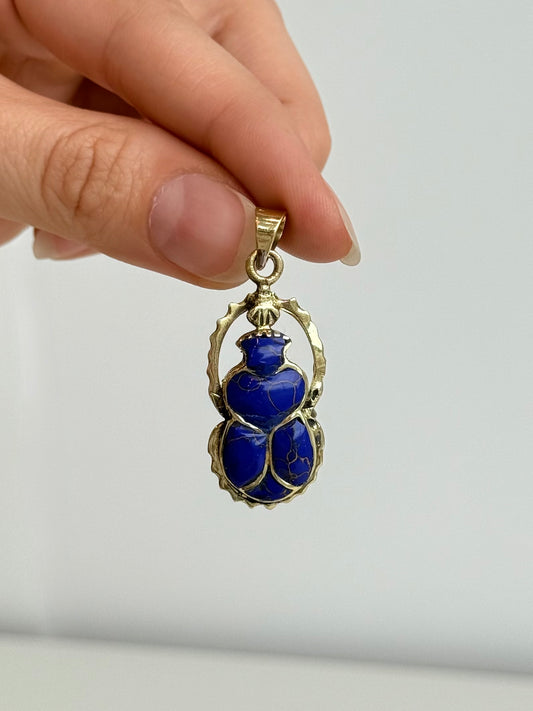 Blue Scarab Pendant – Brass