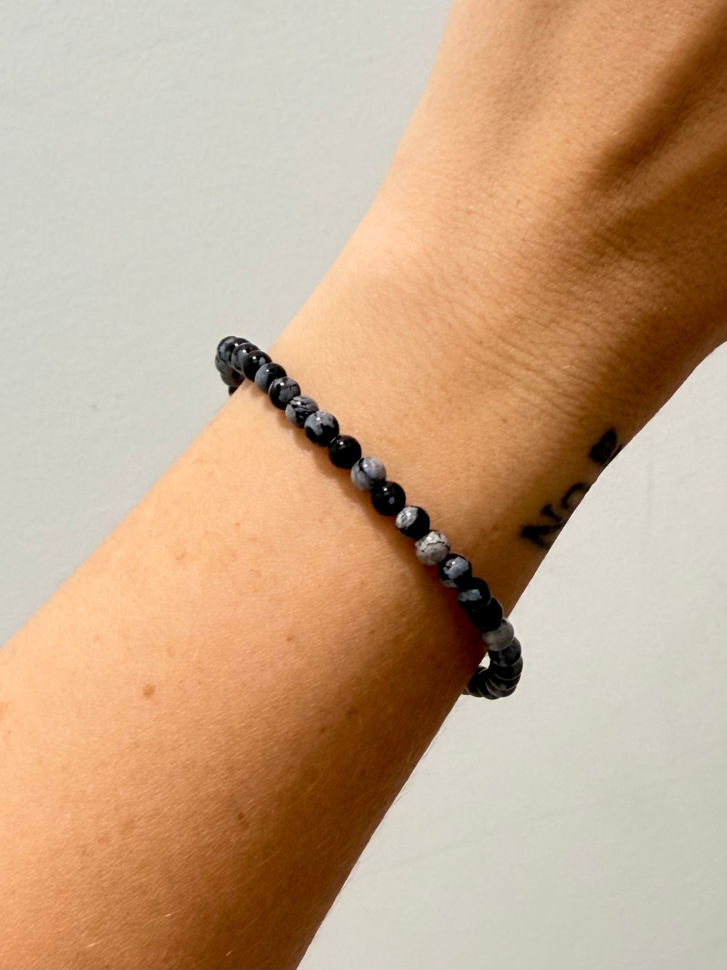 Snow Flake Obsidian 4mm Bracelet