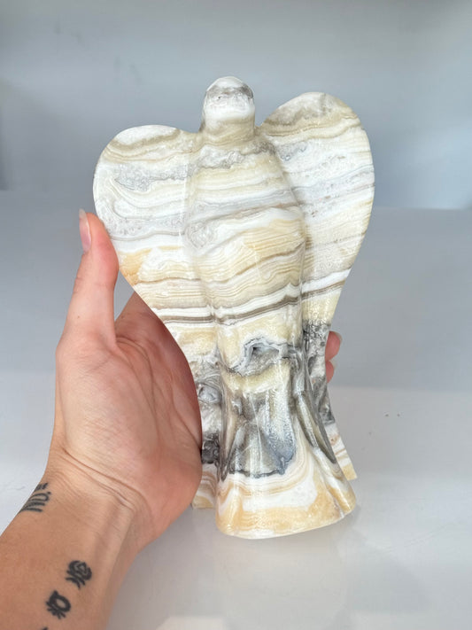 Zebra Aragonite Angel — Grounded Protection & Inner Alignmen