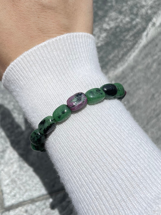 Ruby In Zoisite Freeform Bracelet