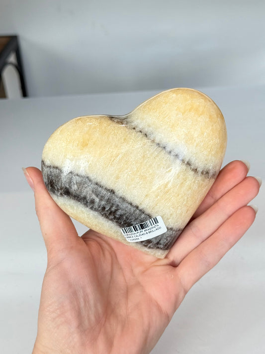 Zebra Aragonite Heart — Centering, Emotional Balance & Grounded Love