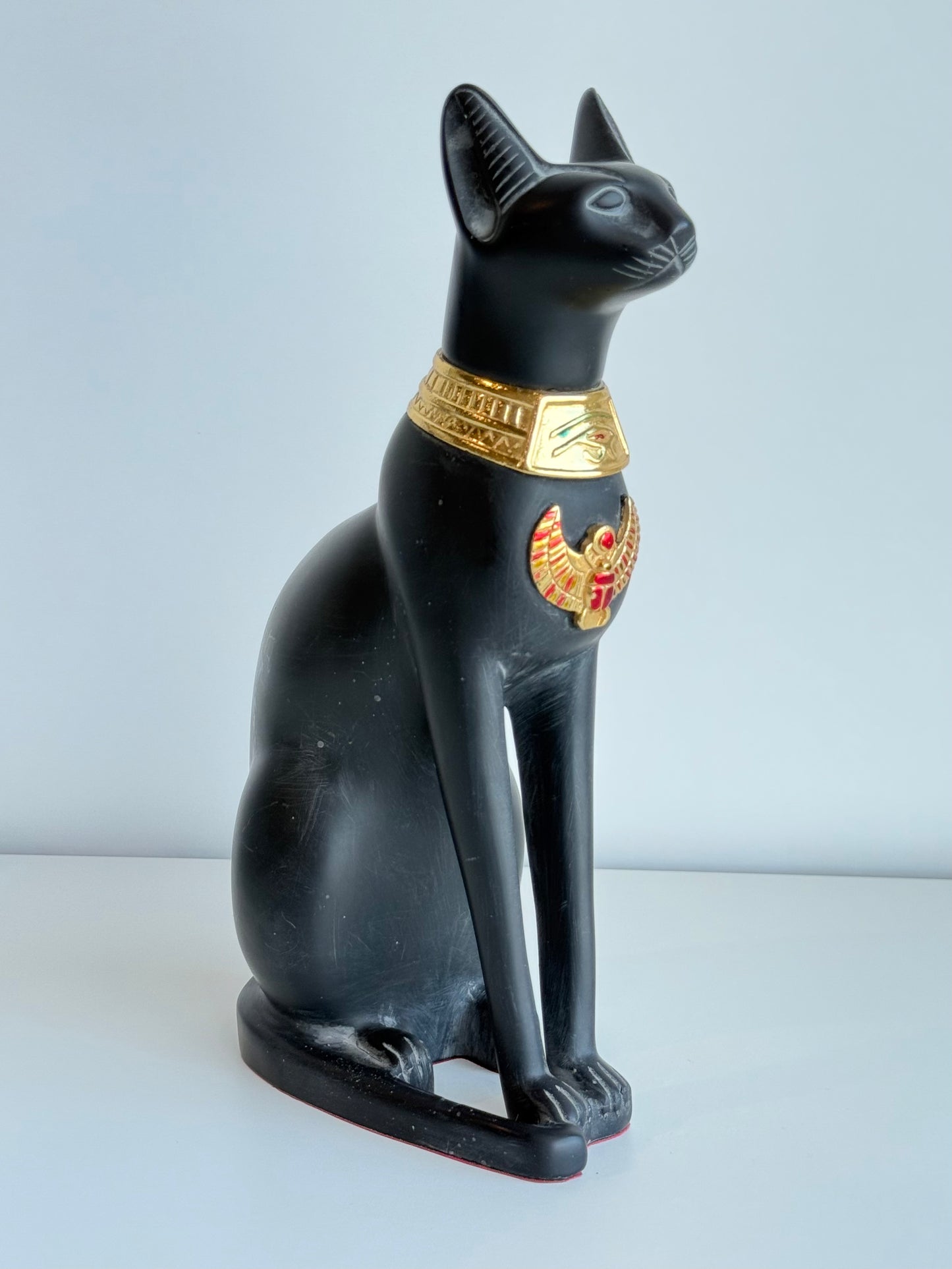 Bastet Statue – Gypsum with Basalt & Gold Tones