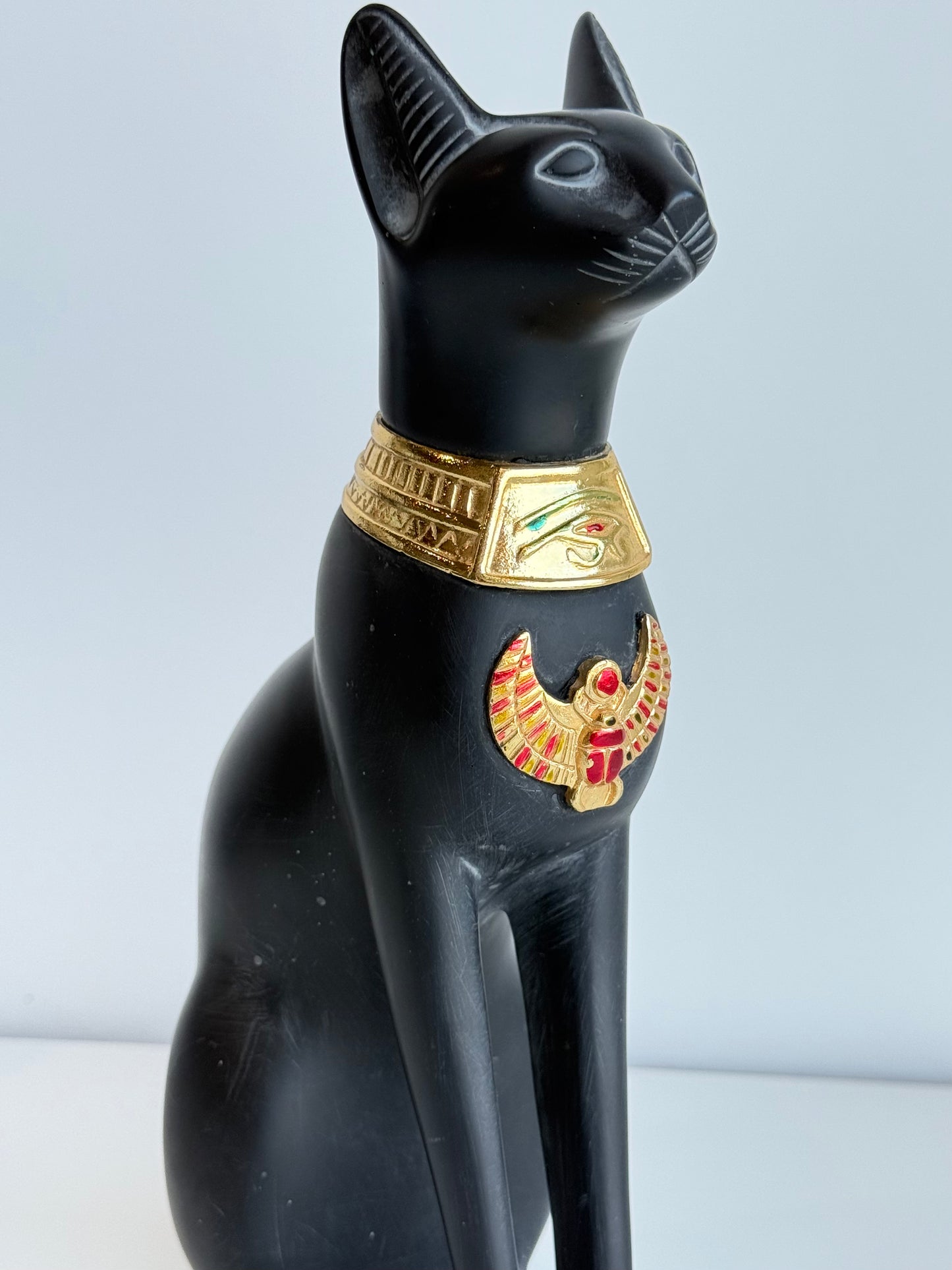 Bastet Statue – Gypsum with Basalt & Gold Tones