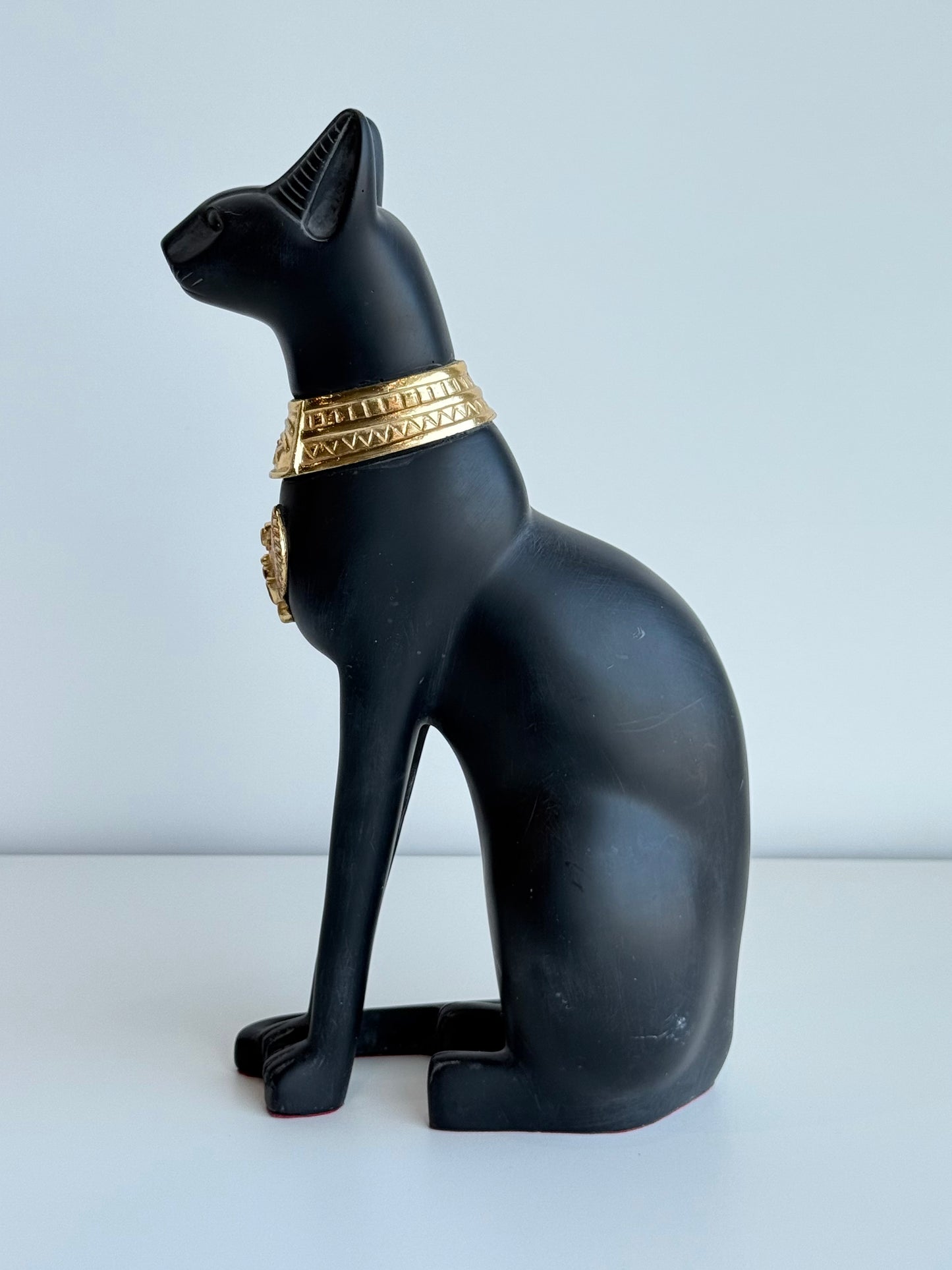 Bastet Statue – Gypsum with Basalt & Gold Tones