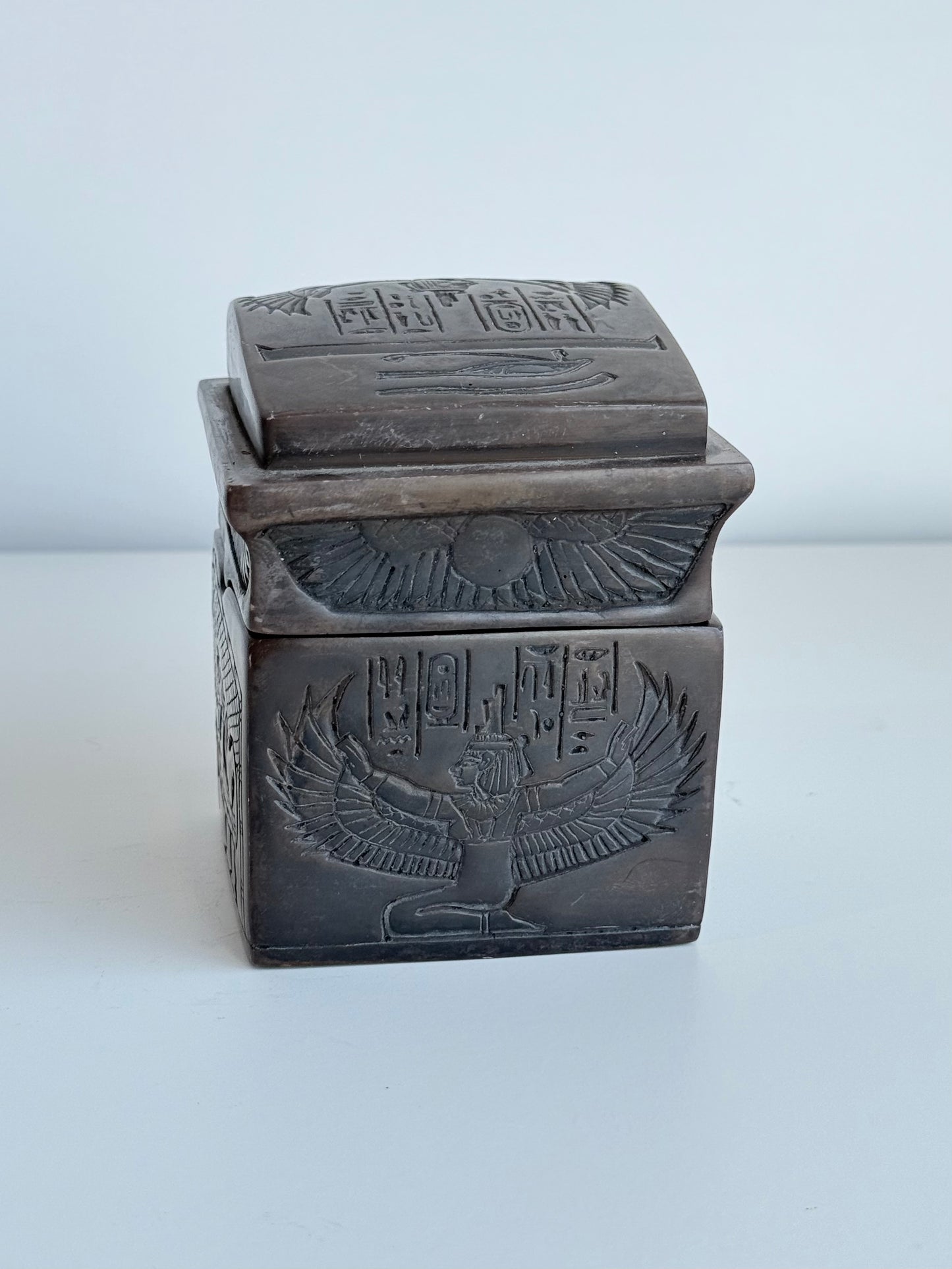 Egyptian Canopic Jar Set with Storage Box – Gypsum - Basalt