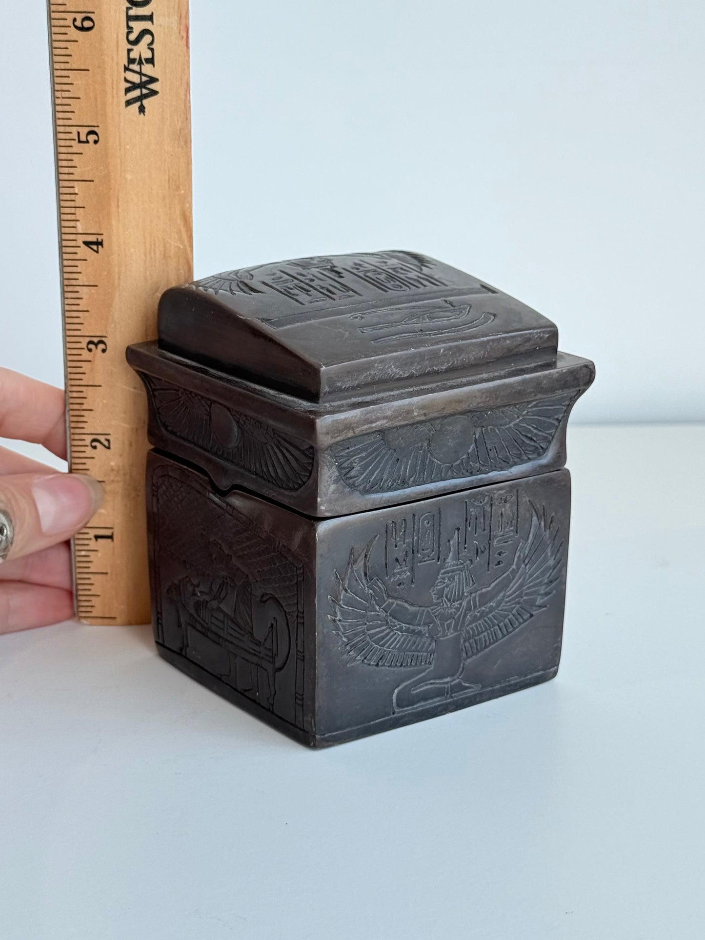 Egyptian Canopic Jar Set with Storage Box – Gypsum - Basalt
