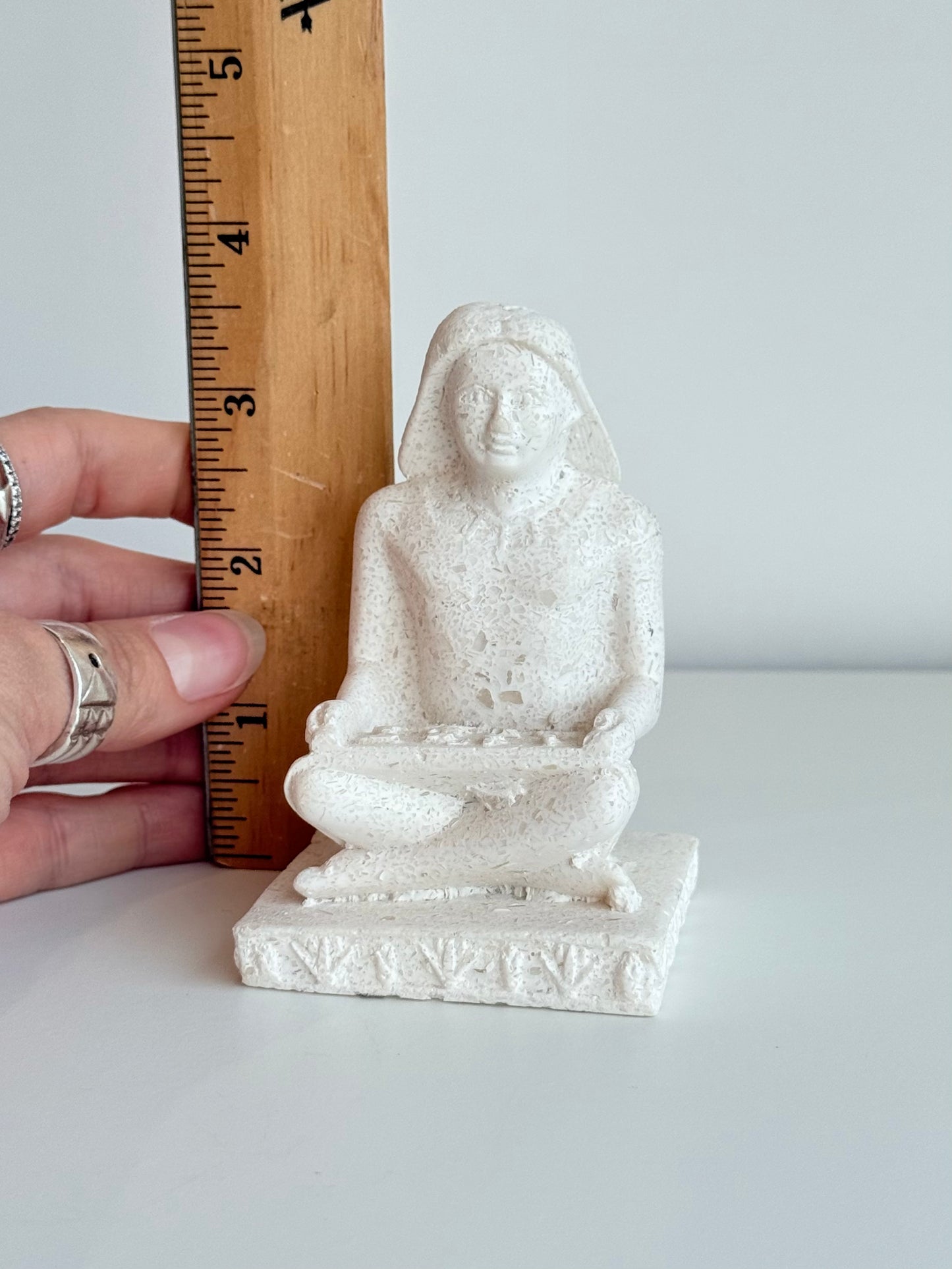 Egyptian Scribe Sculpture – Gypsum & Alabaster