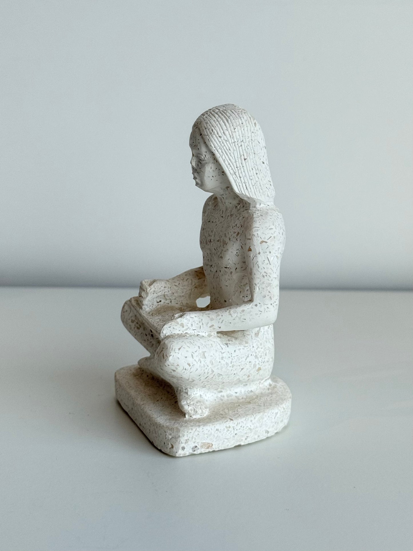 Egyptian Scribe Sculpture – Gypsum & Alabaster