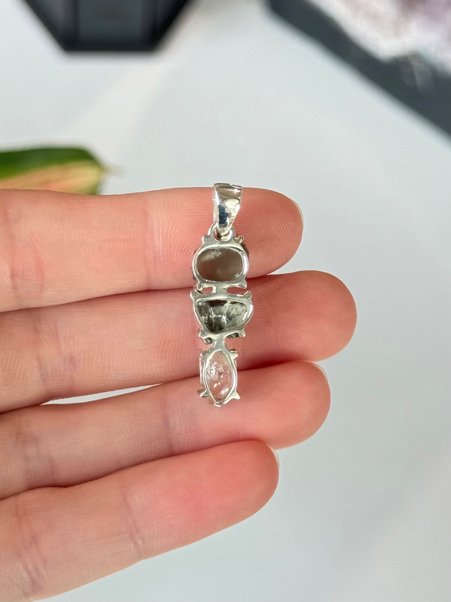 Moldavite, Campo del Cielo & Herkimer Diamond Trilogy Pendant