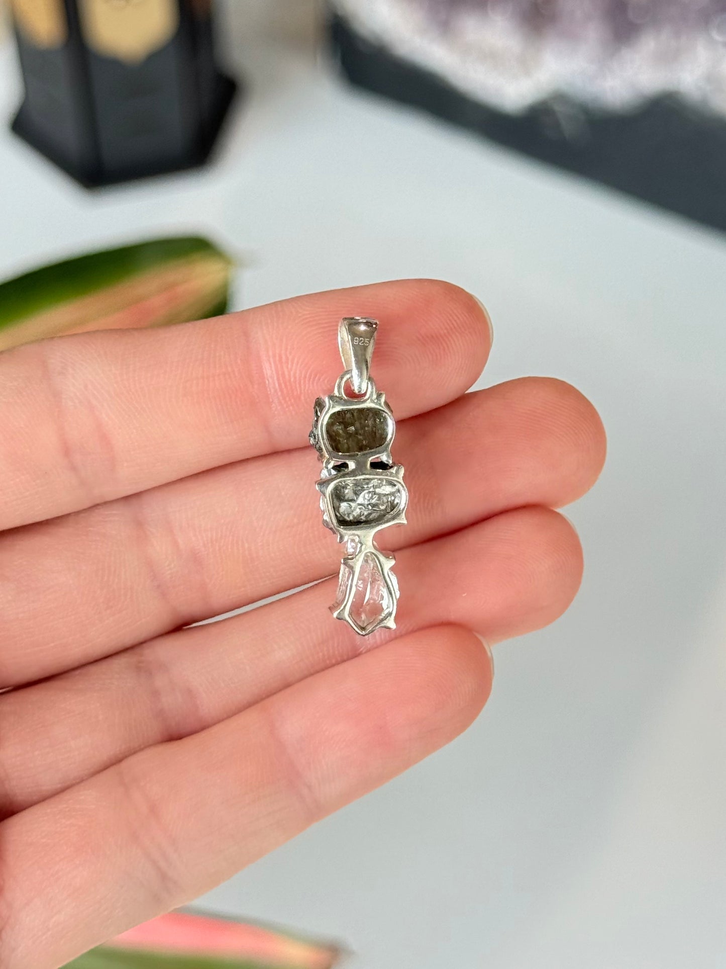 Moldavite, Campo del Cielo & Herkimer Diamond Trilogy Pendant