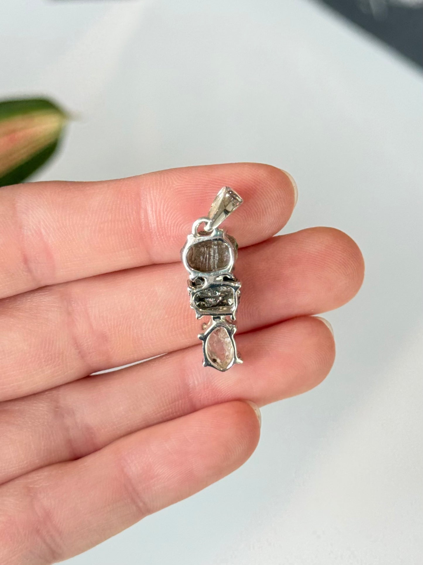 Moldavite, Campo del Cielo & Herkimer Diamond Trilogy Pendant