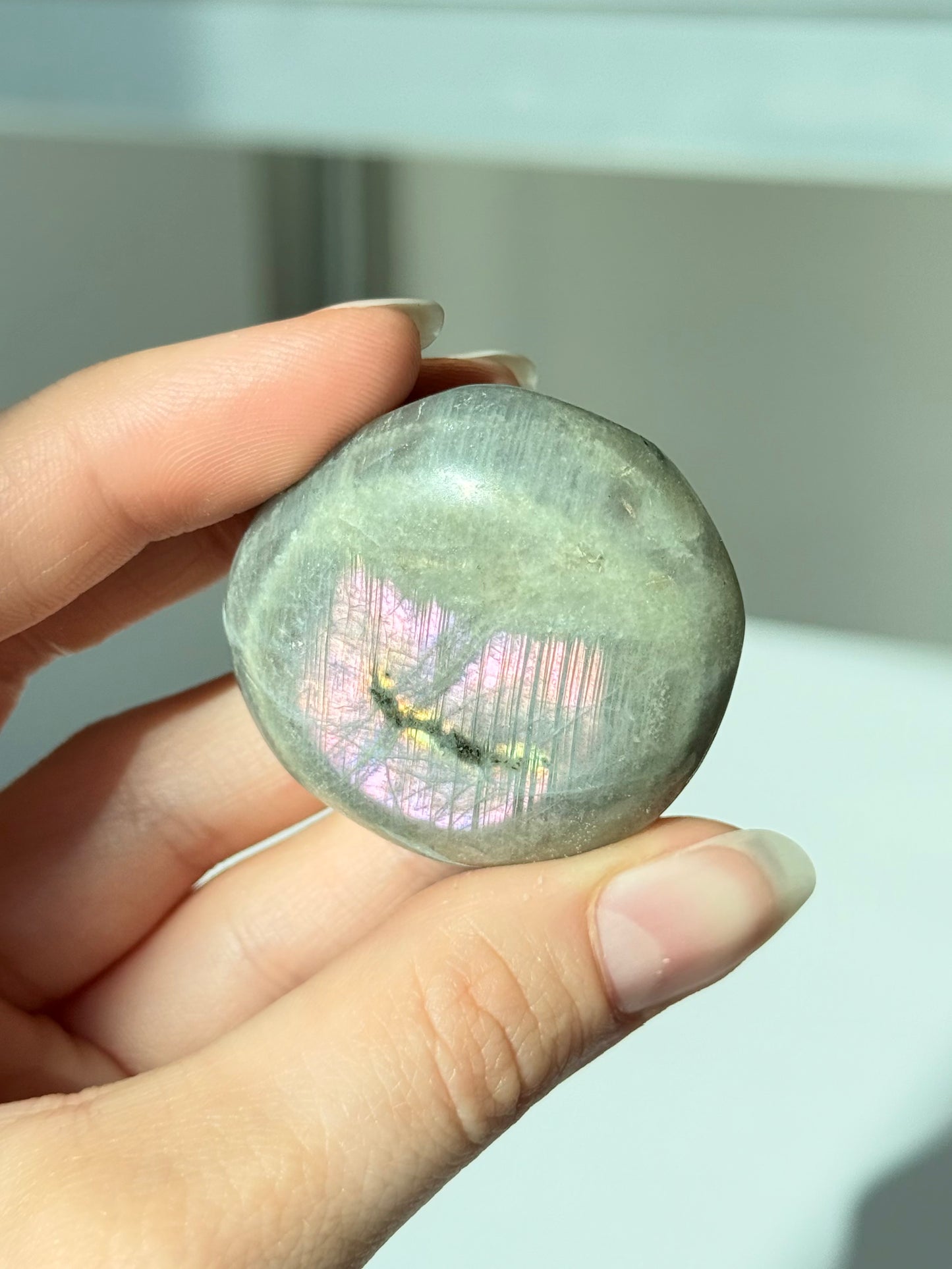Labradorite Palm Stone ( Purple )