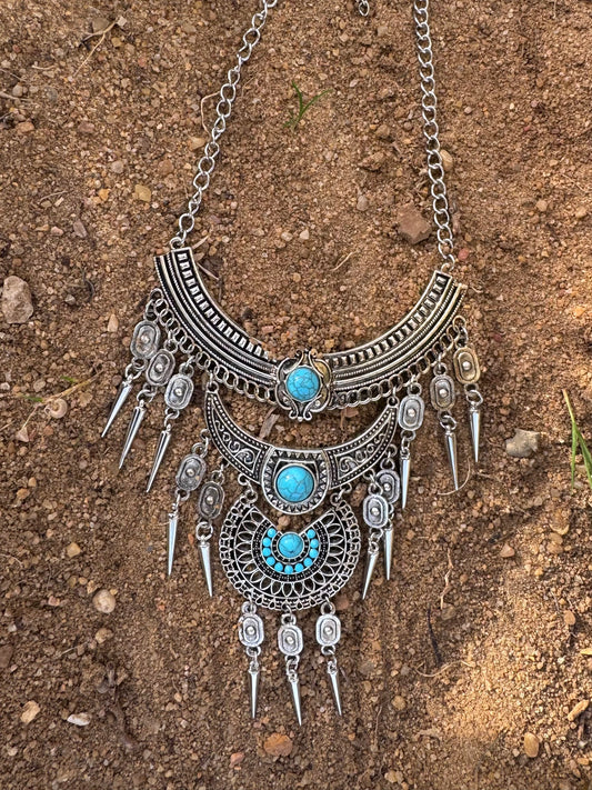Pre-Order: Howlite Turquoise Pewter Necklace