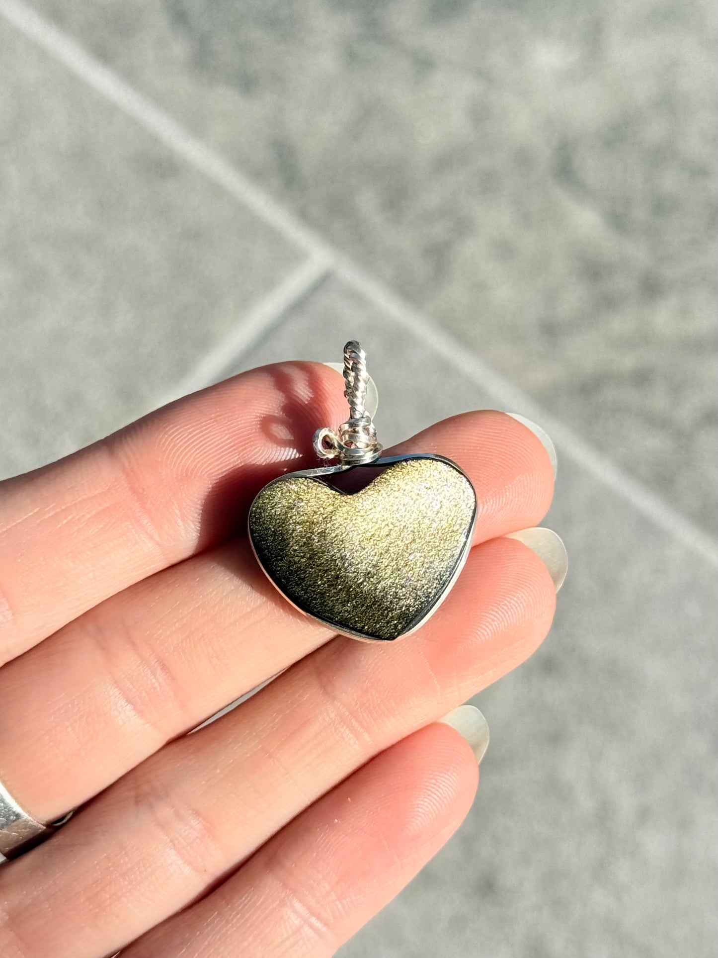 Sheen Obsidian Heart Pendant ( Silver 925 Wire )
