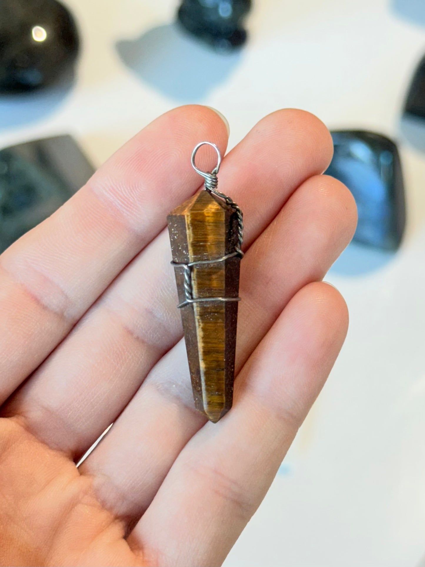 Wired Tiger Eye Pendant
