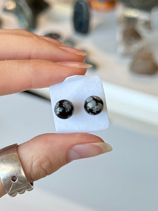 Snow Flake Obsidian Earrings