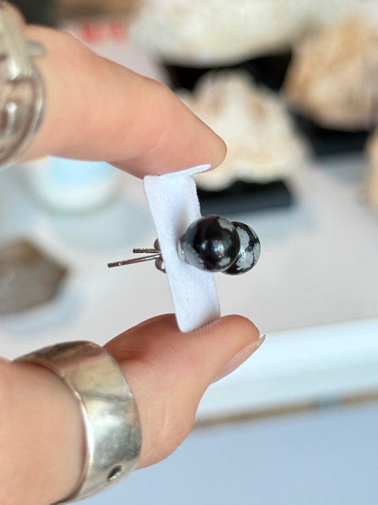 Snow Flake Obsidian Earrings