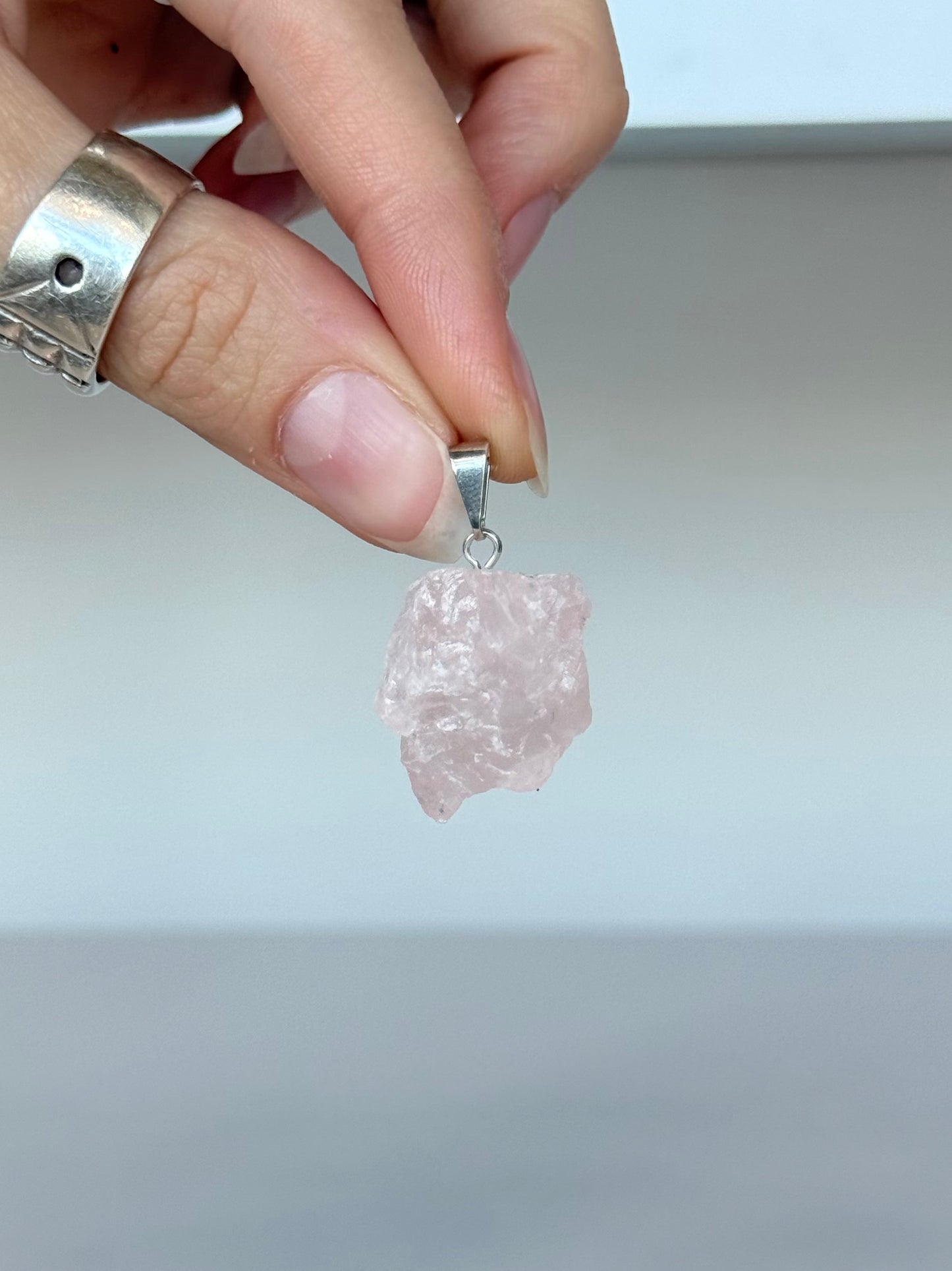 Rose Quartz Raw Pendant