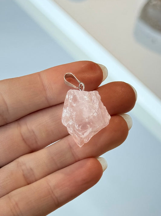 Rose Quartz Raw Pendant