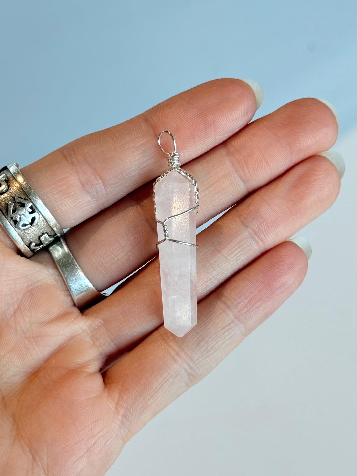Rose Quartz Wire Pendant