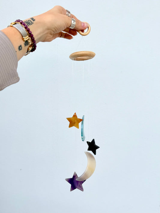 Star and Moon Agate Wind Chime