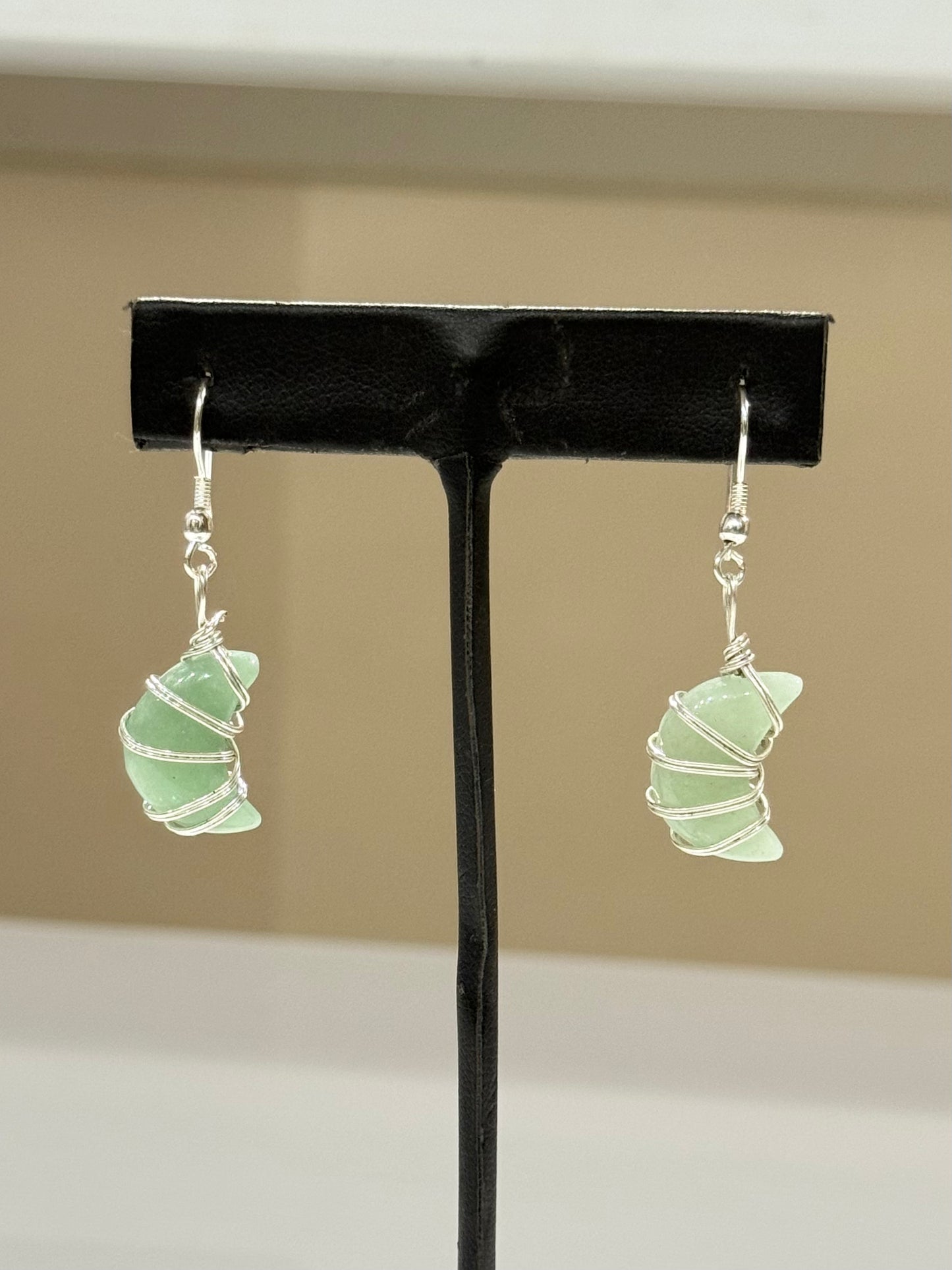 Green Aventurine Moon Earrings