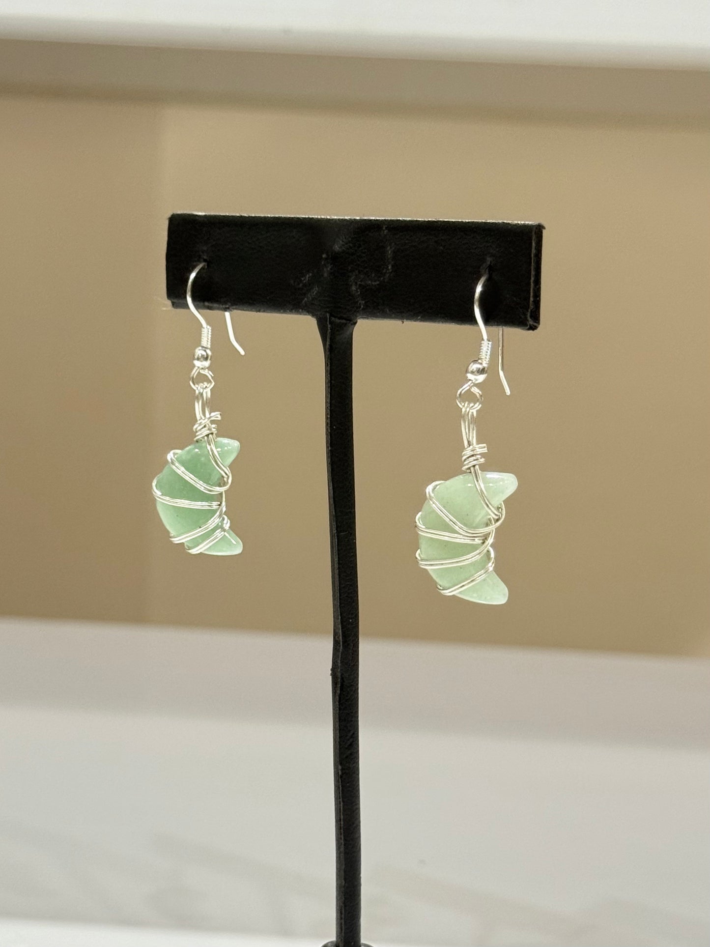 Green Aventurine Moon Earrings