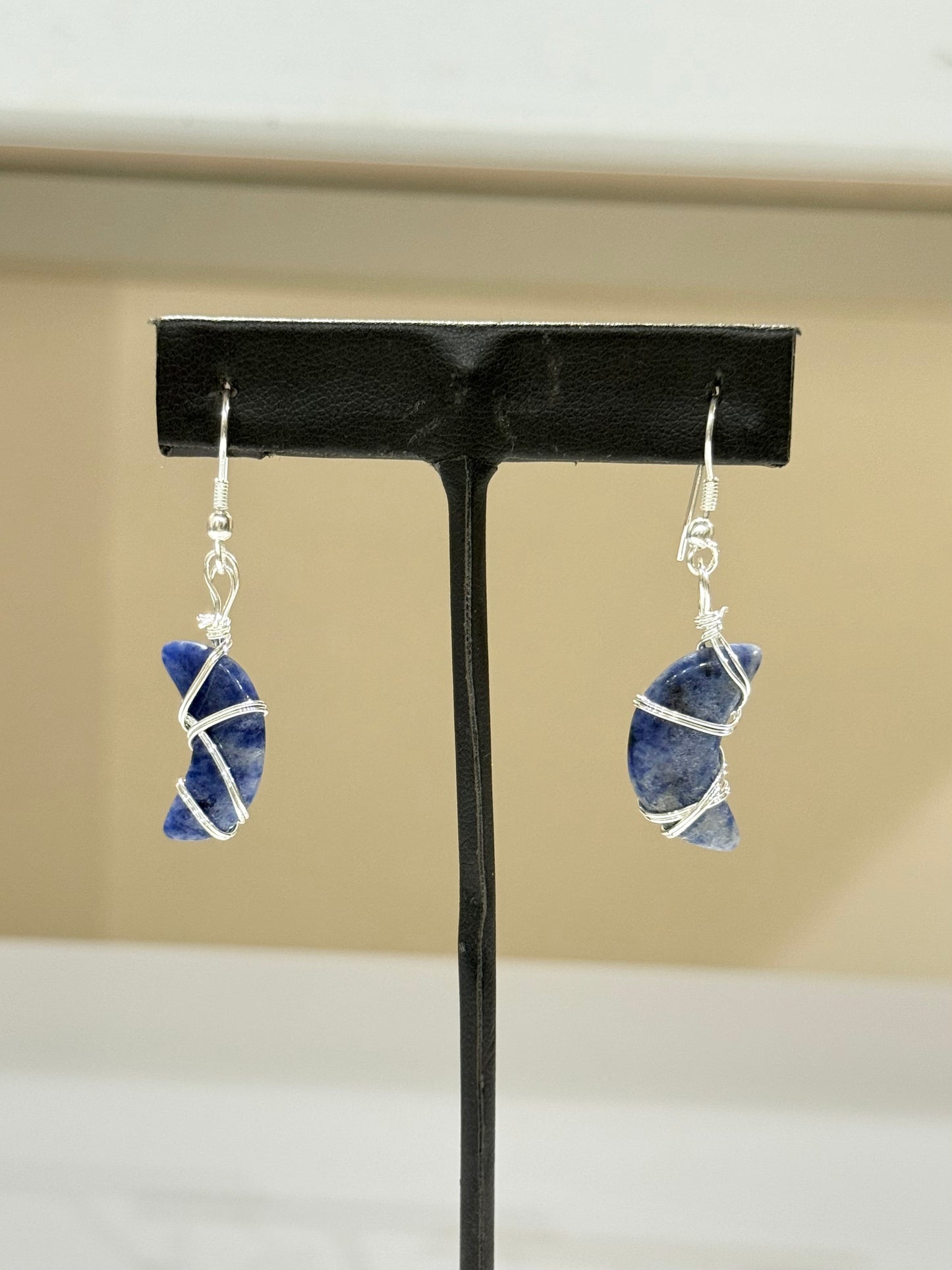 Sodalite Moon Earrings