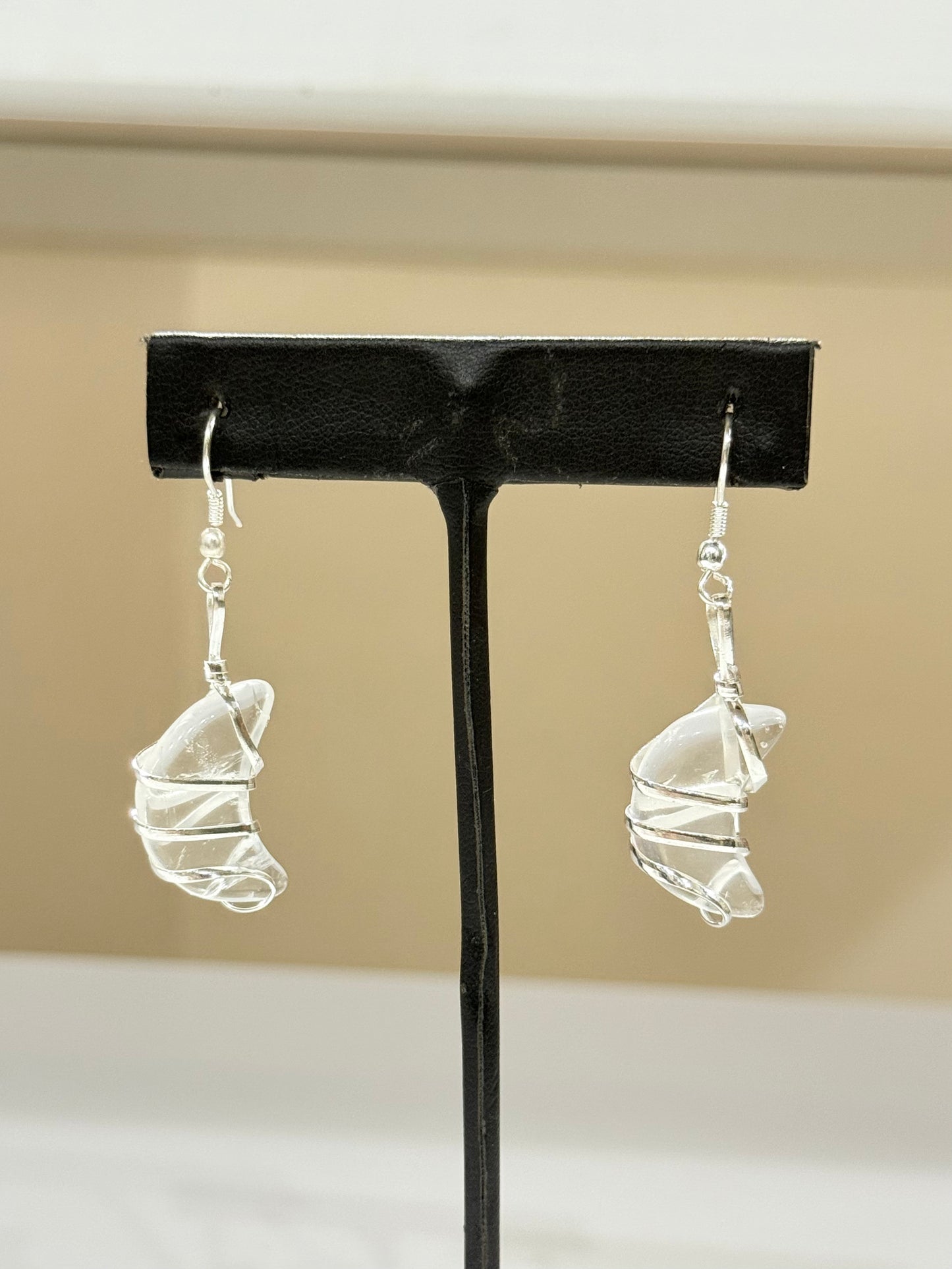 Clear Quartz Moon Earrings