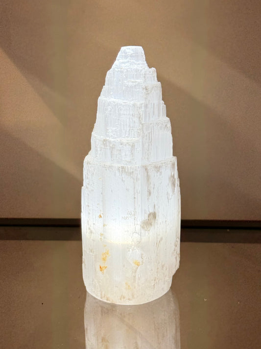 Selenite Lamp 6"
