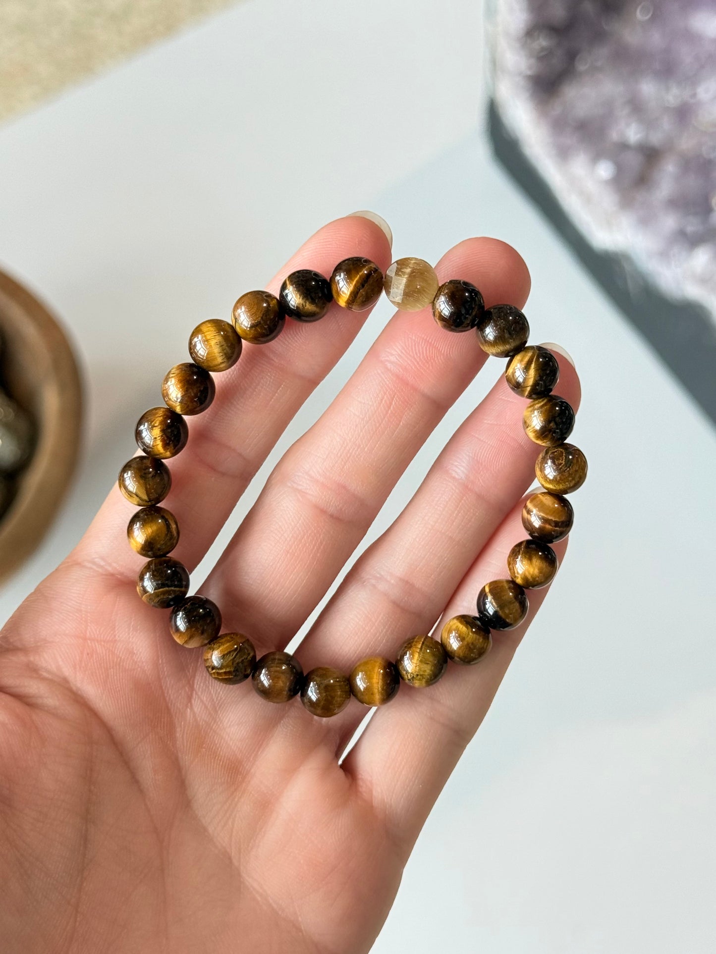 Yellow Tiger Eye & Faceted Golden Tiger Eye - 8mm Bracelet