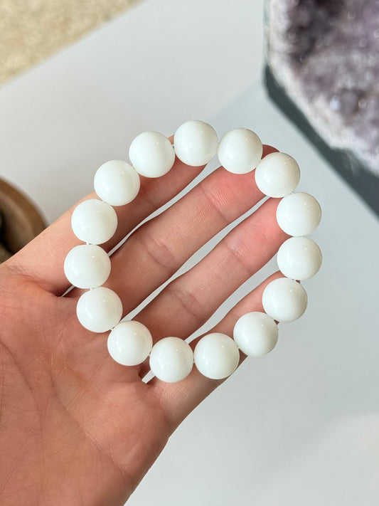White Jade -11mm Bracelet