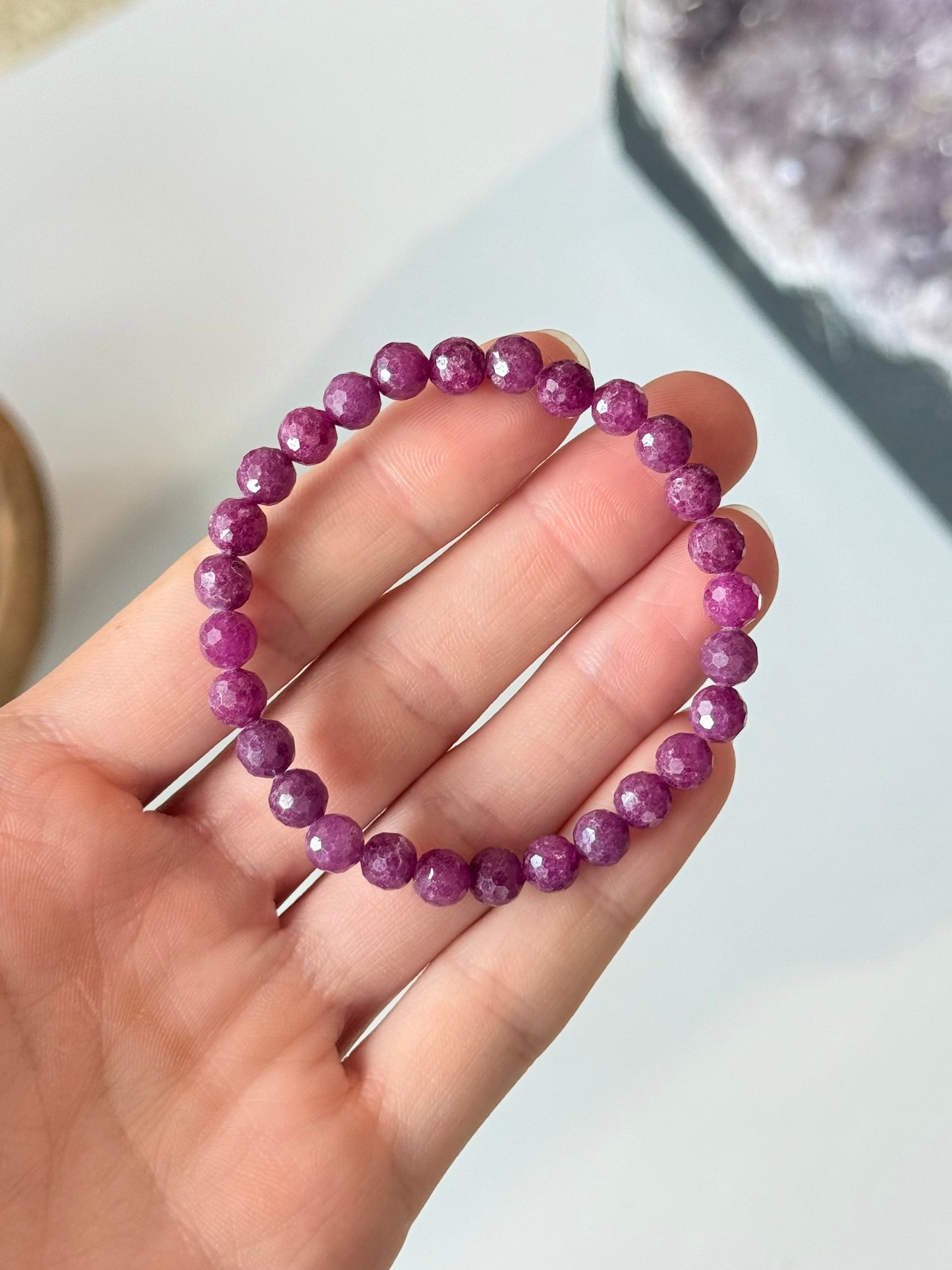 Faceted Ruby - 6mm Bracelet