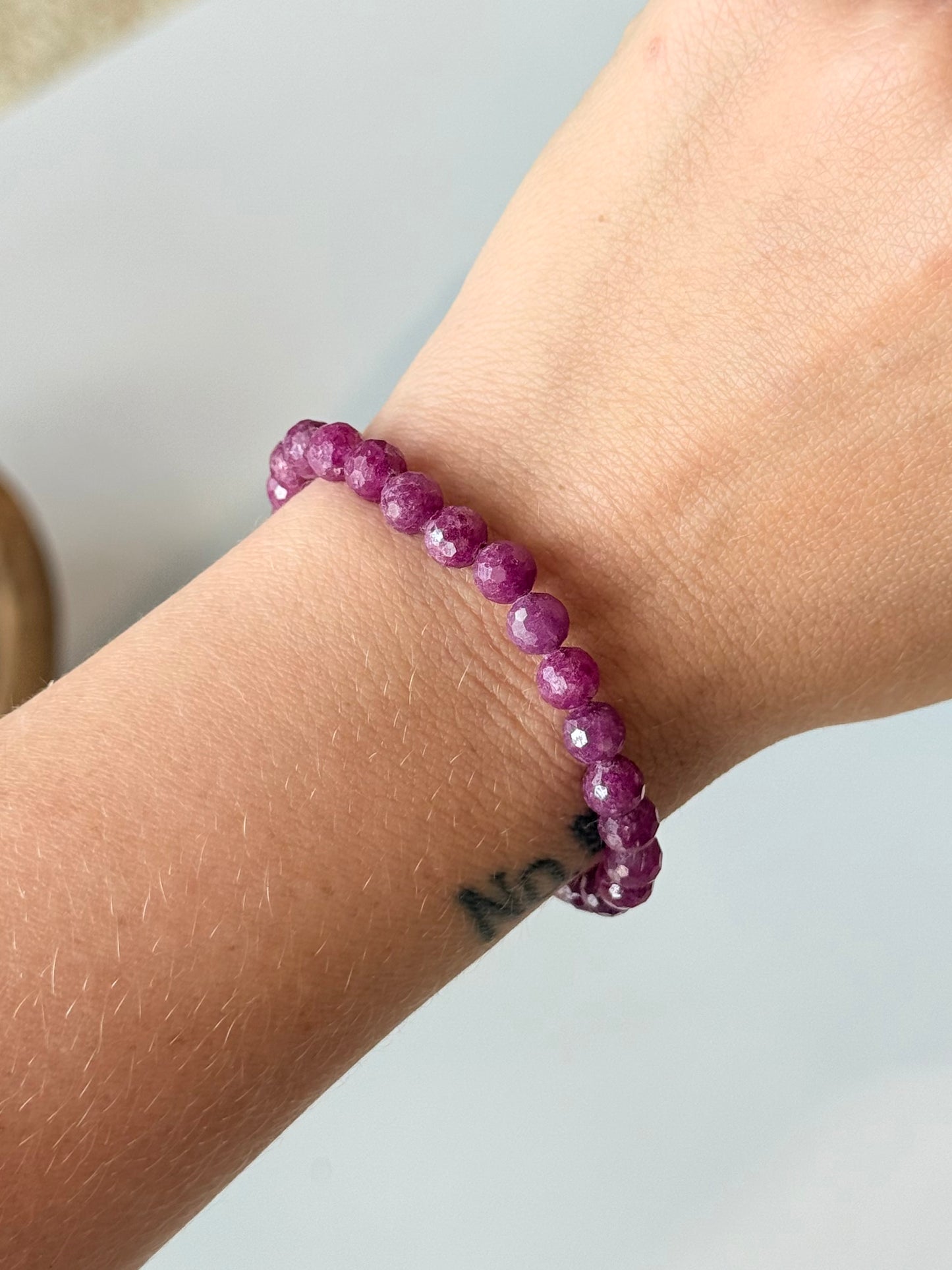 Faceted Ruby - 6mm Bracelet