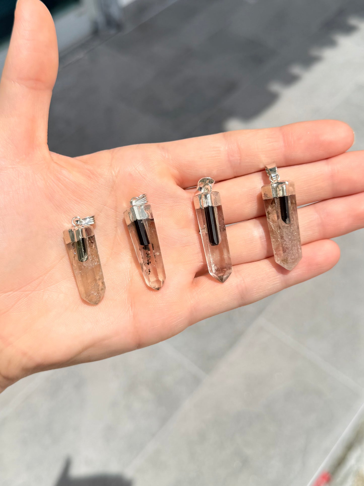 Smoky Quartz & Tourmaline Pendant ( Brazil )