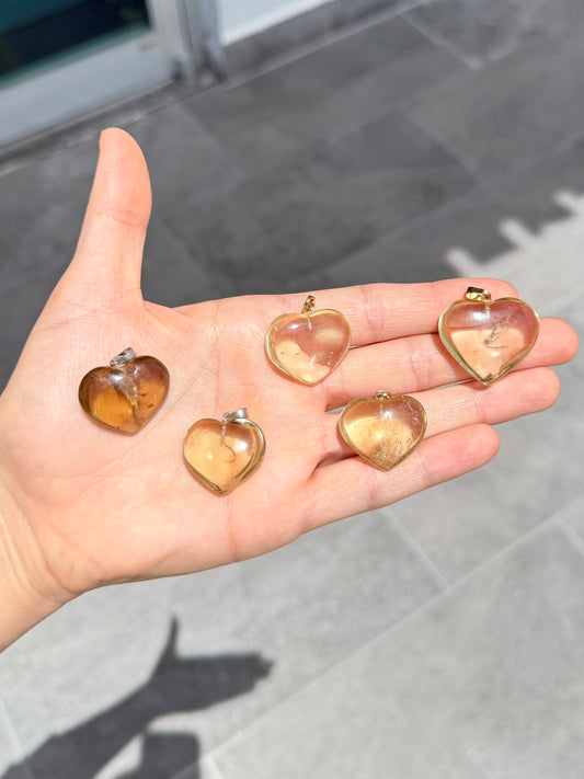 Natural Citrine Heart Shape Pendant ( Brazil )