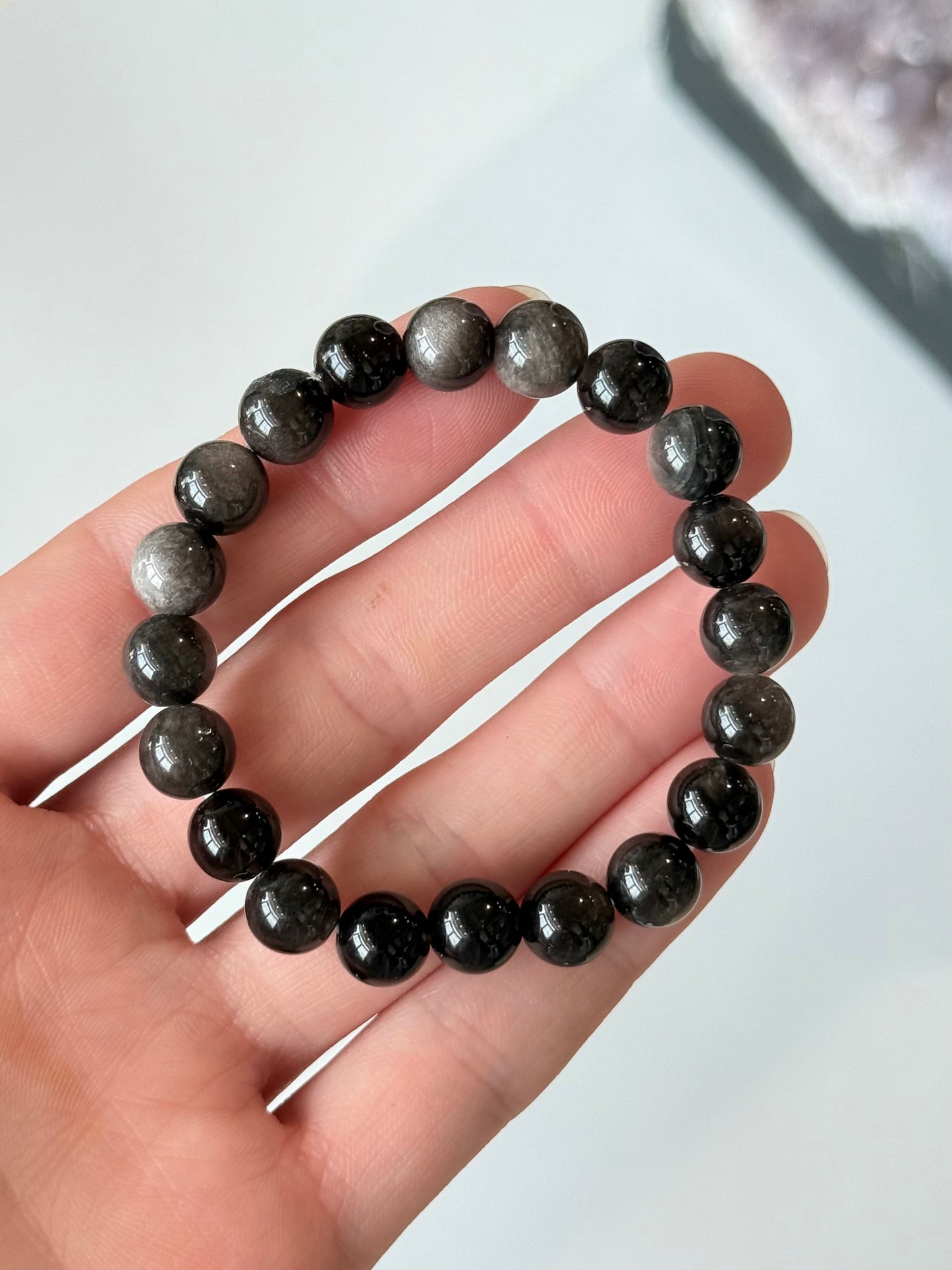 Silver Sheen Obsidian - 8mm Bracelet