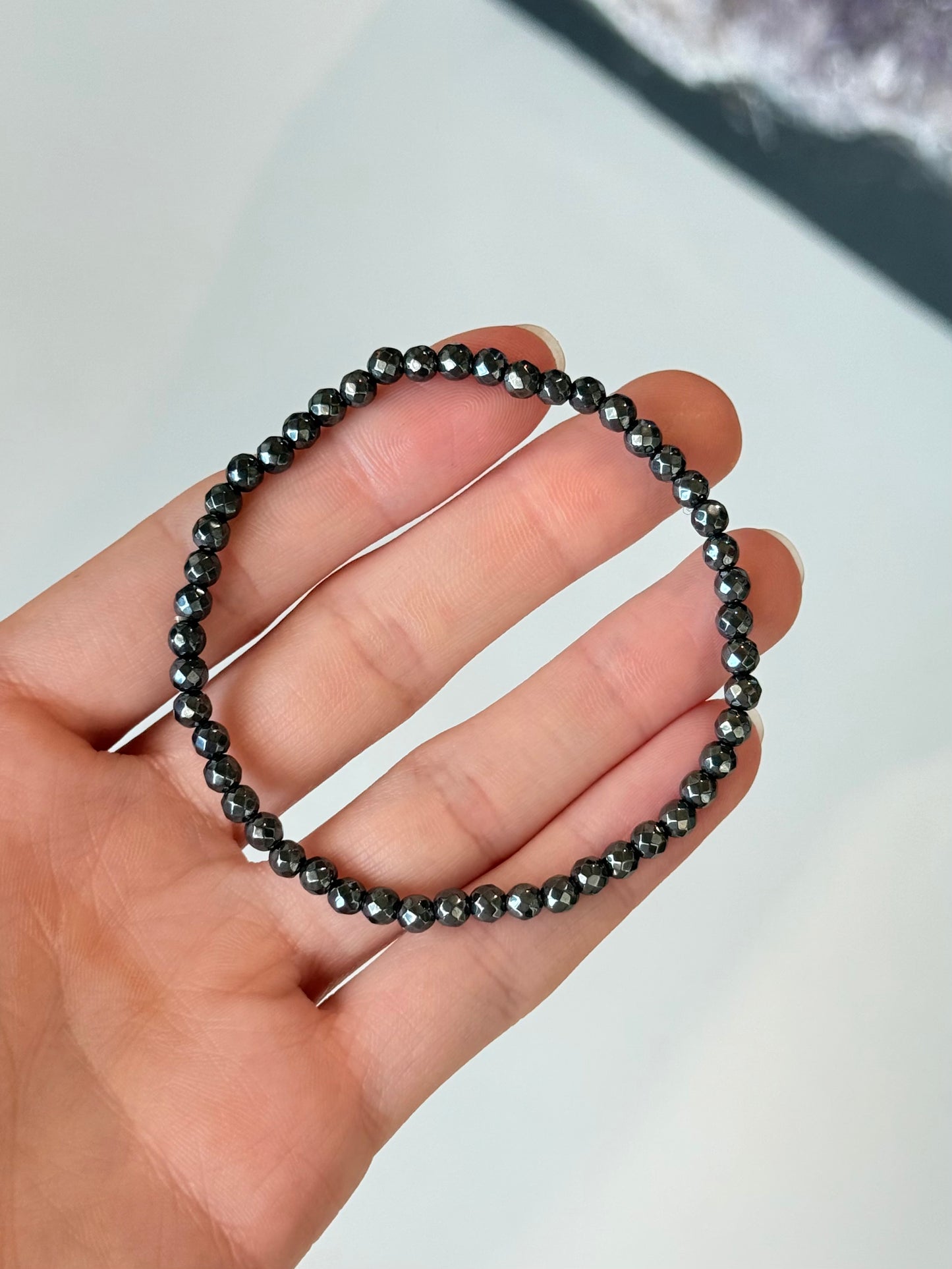 Faceted Hematite - 4mm Bracelet