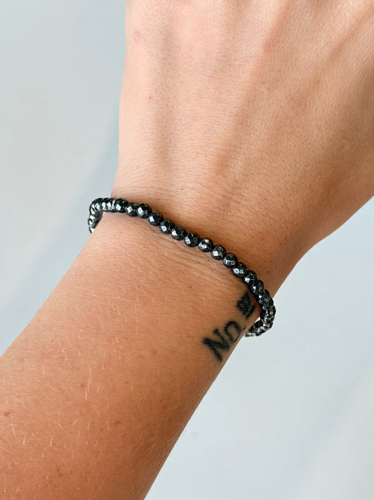 Faceted Hematite - 4mm Bracelet
