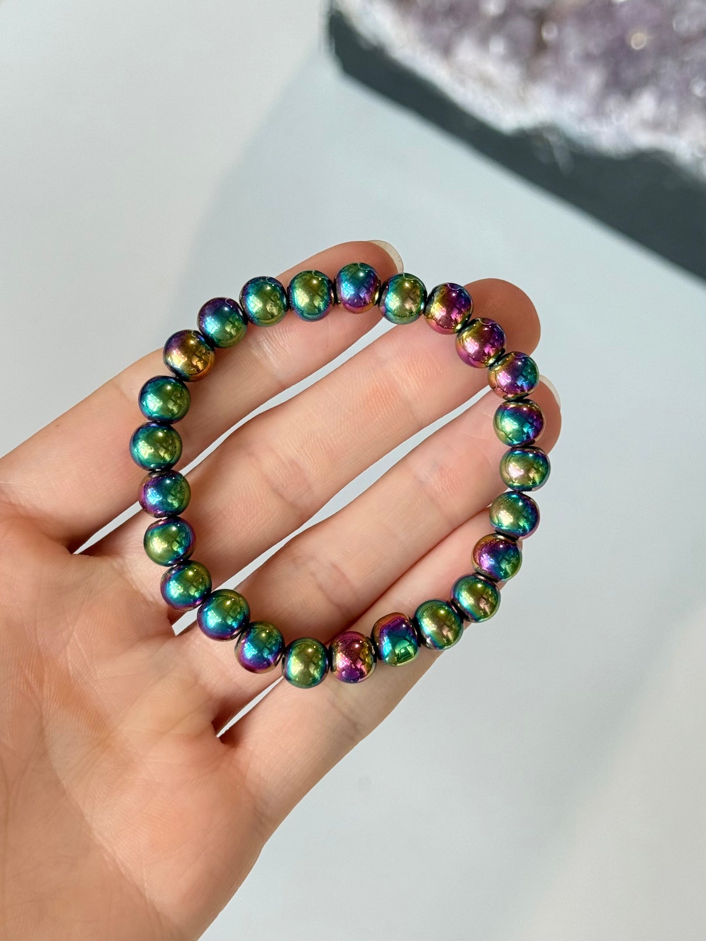 Hematite with Titanium Alloy - 8mm Bracelet