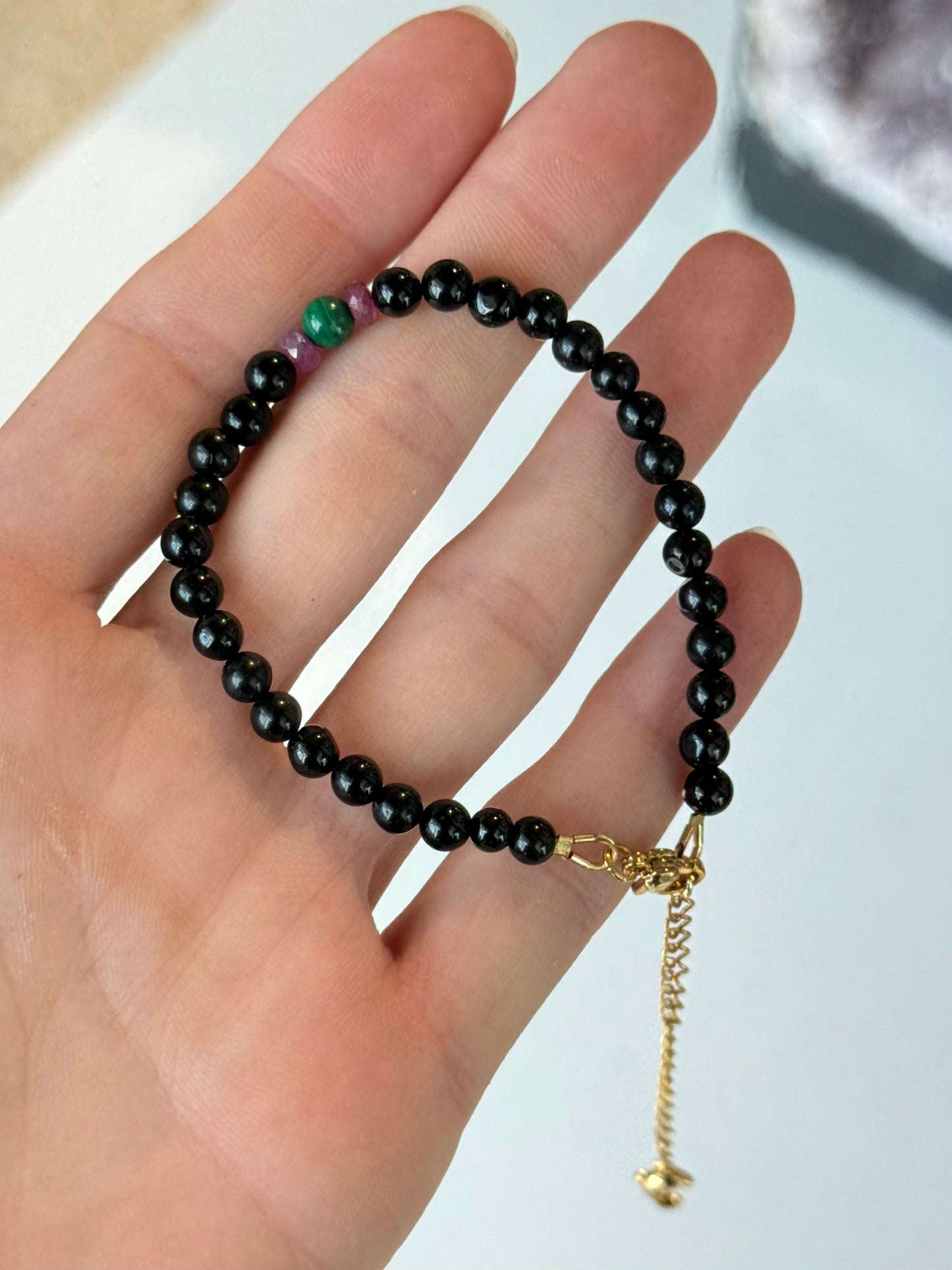 Onyx | Malachite | Pink Tourmaline Bracelet