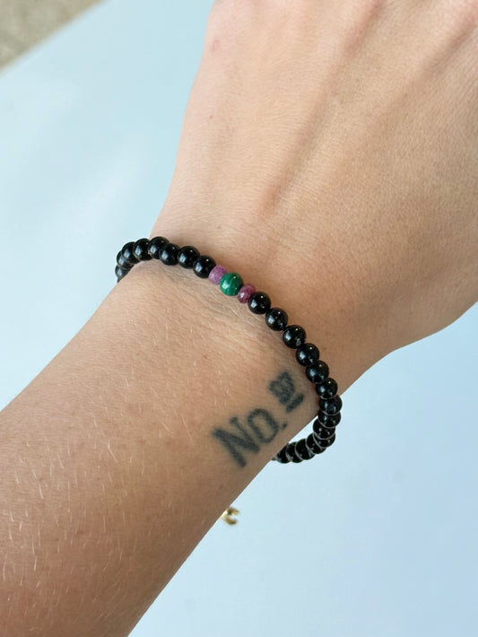 Onyx | Malachite | Pink Tourmaline Bracelet