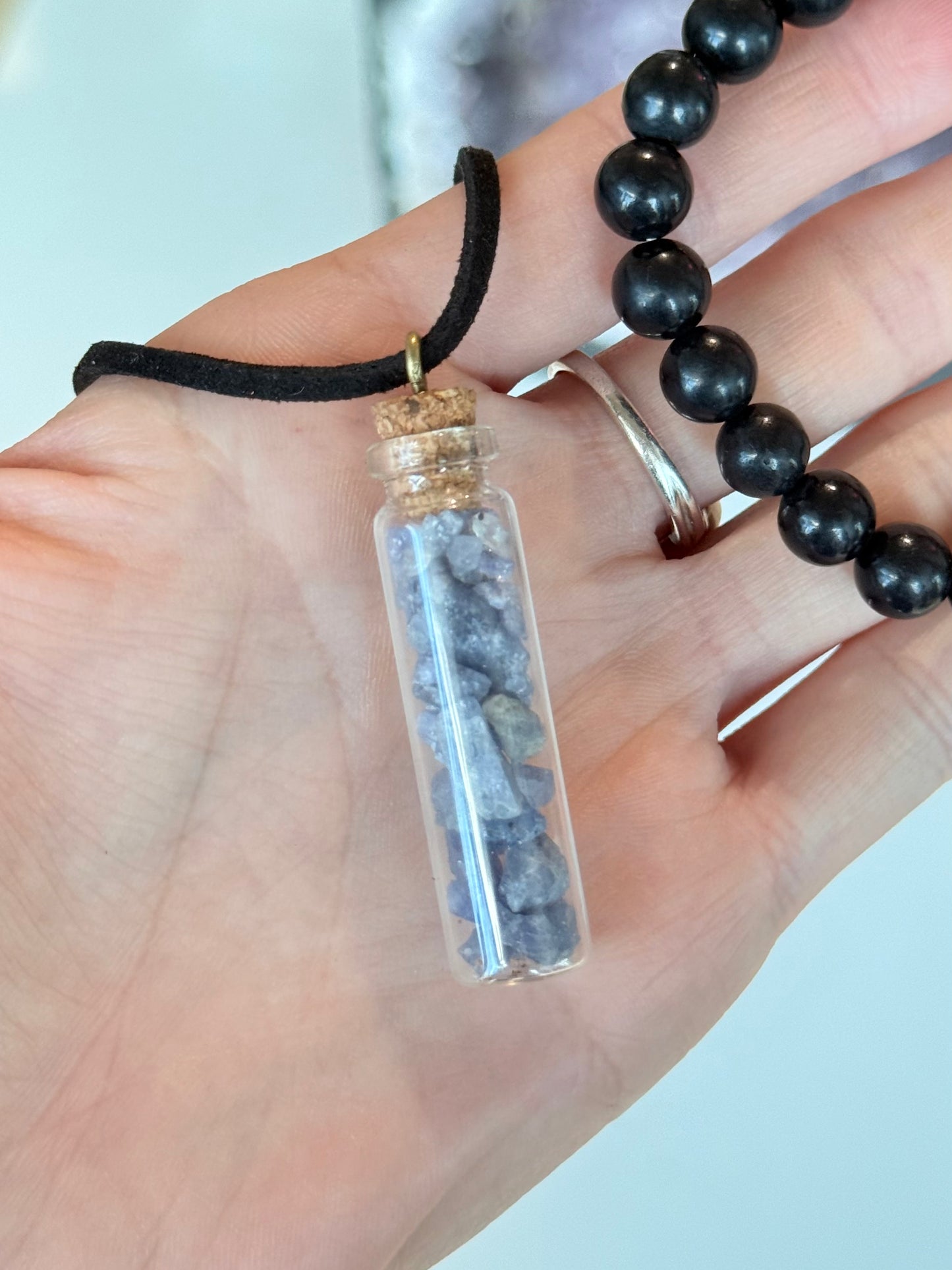 Tanzanite Necklace & Shungite | Shungite Bracelet - Set
