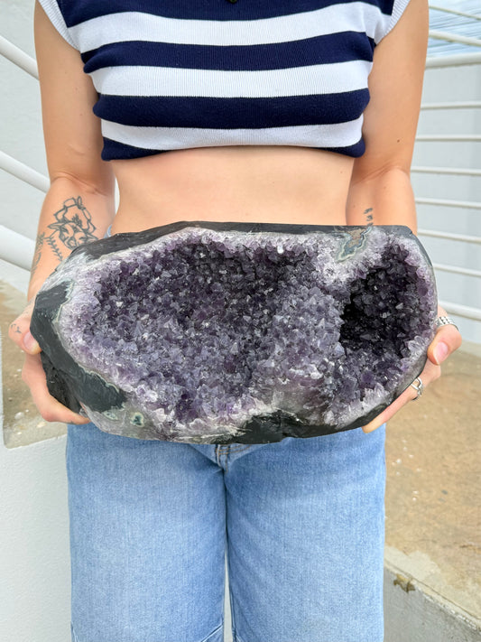 Amethyst Cluster with Flower Growth