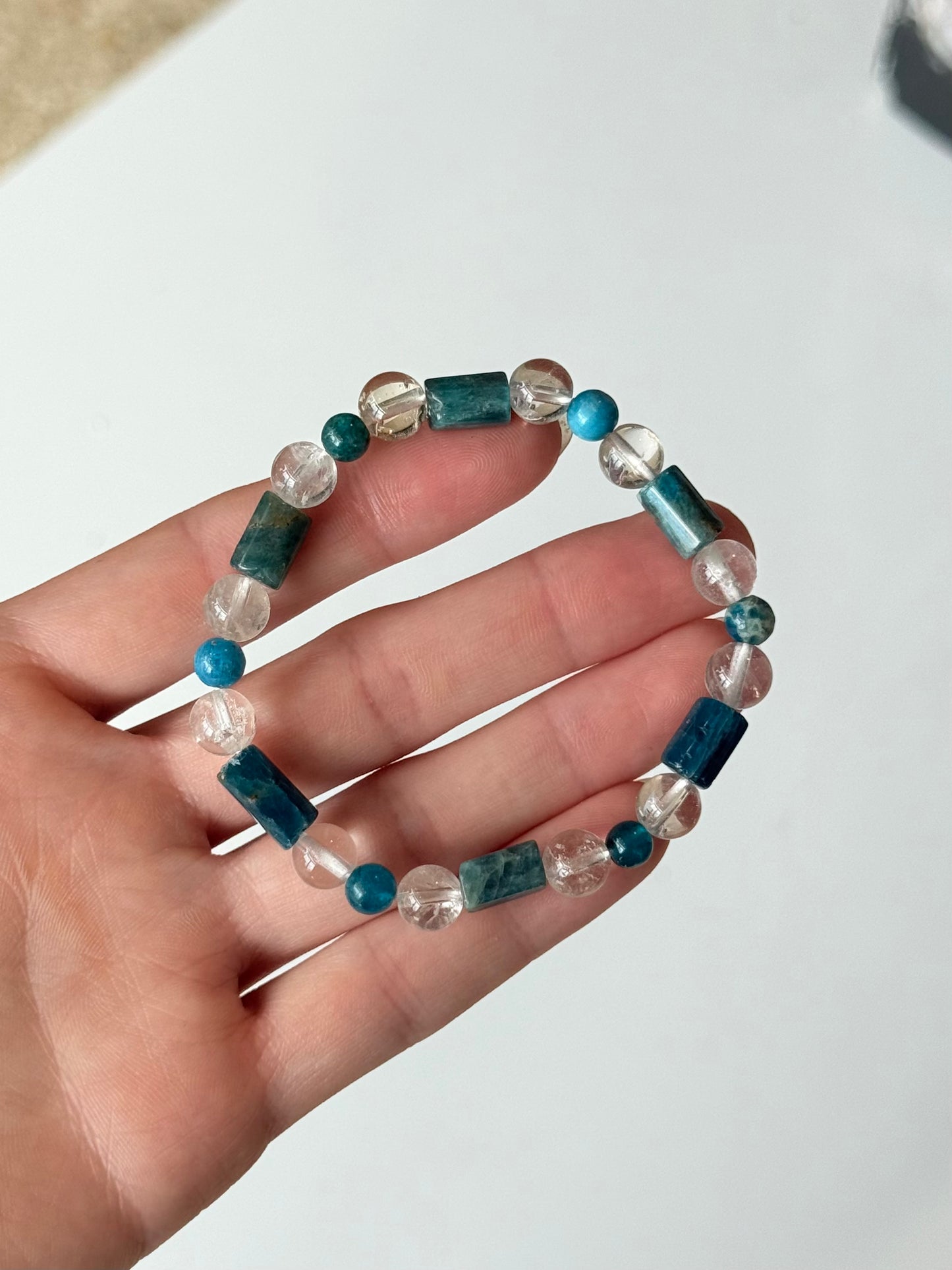 Blue Apatite & Clear Quartz - Bracelet